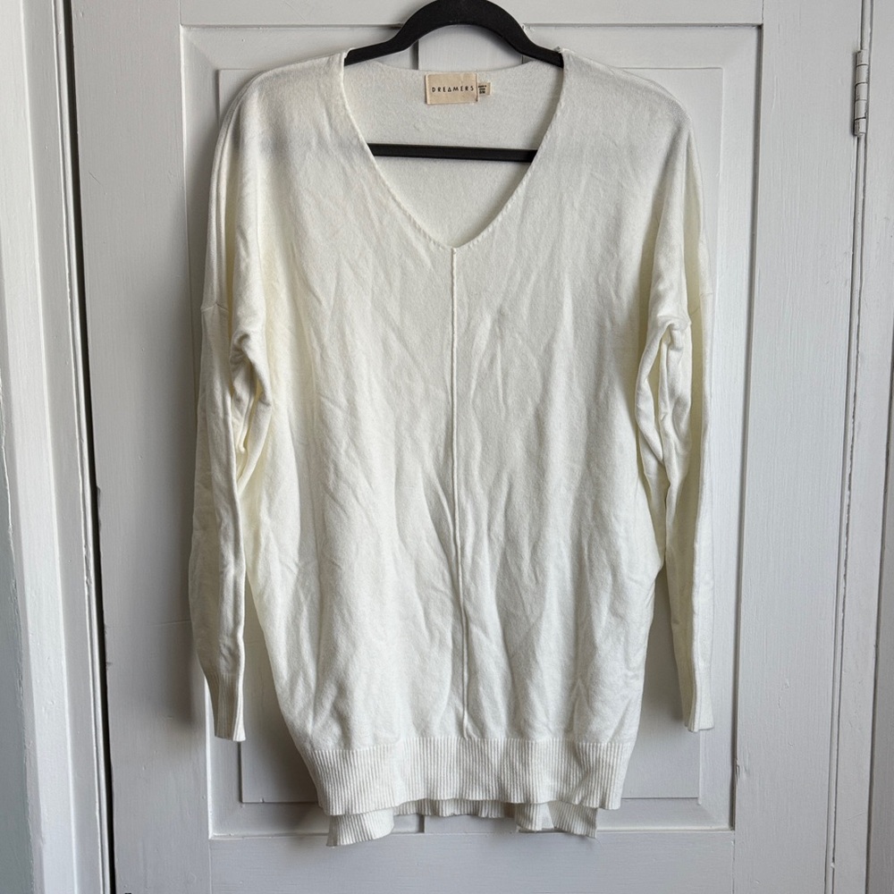 Dreamers Cream V-Neck Lightweight Knit Sweater